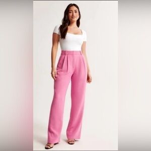 Abercrombie & Fitch Rose Pink High-Rise Wide Leg Trousers